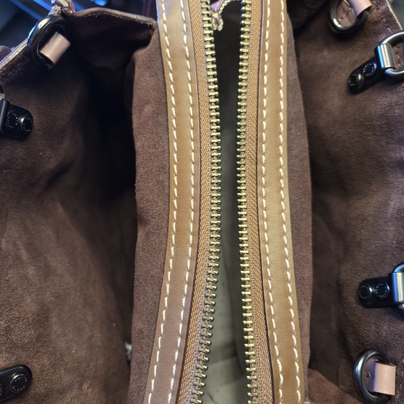 Coach Tea Rose Applique Metallic Gray Gunmetal Rogue 25 Satchel New W/o Tags - Picture 8 of 14